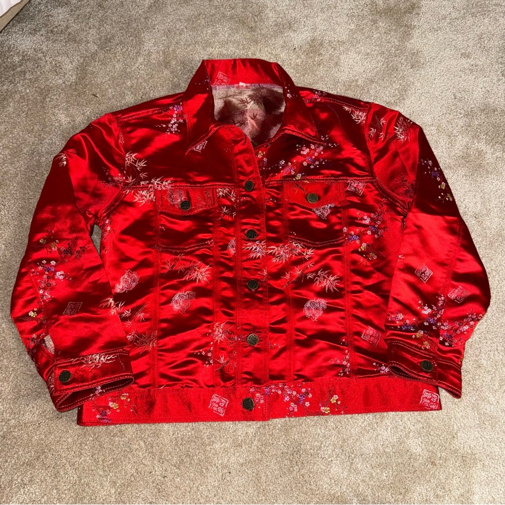 Ginhi Fashion | Red Floral Button up Jacket